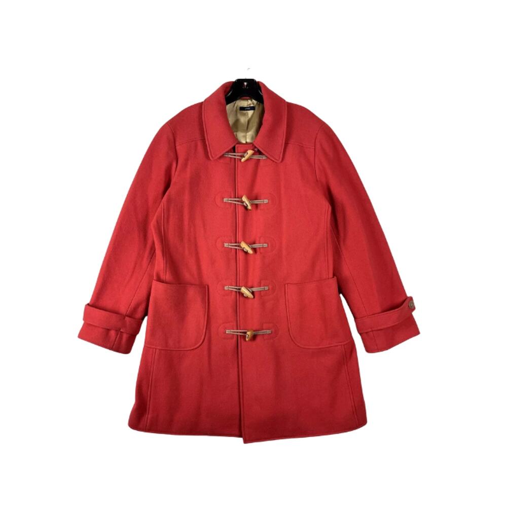 J. Crew Pea Coat Women’s S Orange Red Coral Wool Toggle Button Long Sleeve EUC